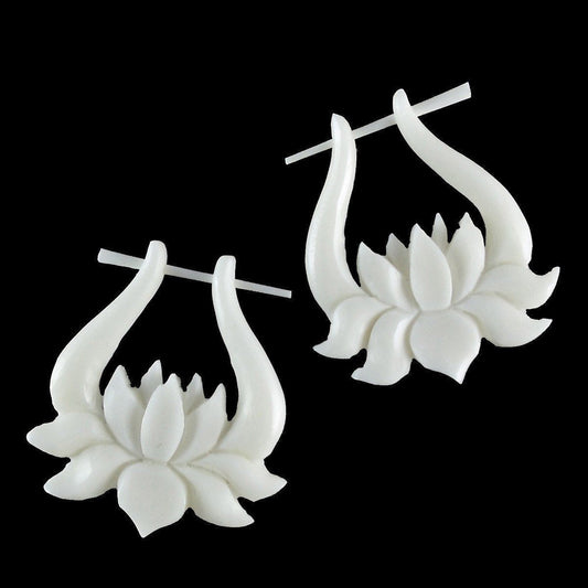 Buffalo bone Lotus Earrings | Natural Jewelry :|: Blooming Lotus. Bone Earrings.