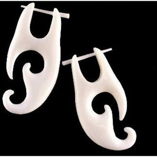 Hanging Hippie Earrings | bone-earrings-Tribal Earrings. Bone Jewelry.-er-50-b