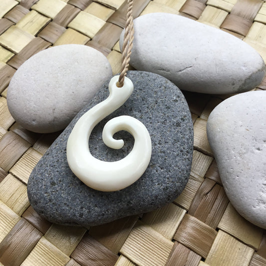White Spiral jewelry | Hawaiian Bone Necklace, spiral