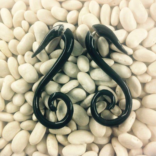 Spiral Tribal Earrings | Fake Gauges :|: Drop Spiral. Tribal Earrings. Horn Jewelry. | Tribal Earrings