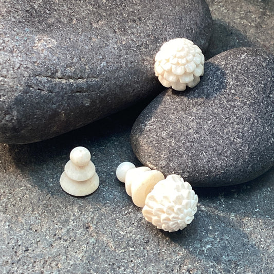 Hawaiian Stud Earrings | Tribal stud earrings, white bone.