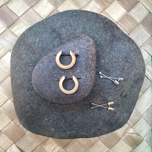 22k gold stainless Hoop earrings | Small hoop earrings, light wood.