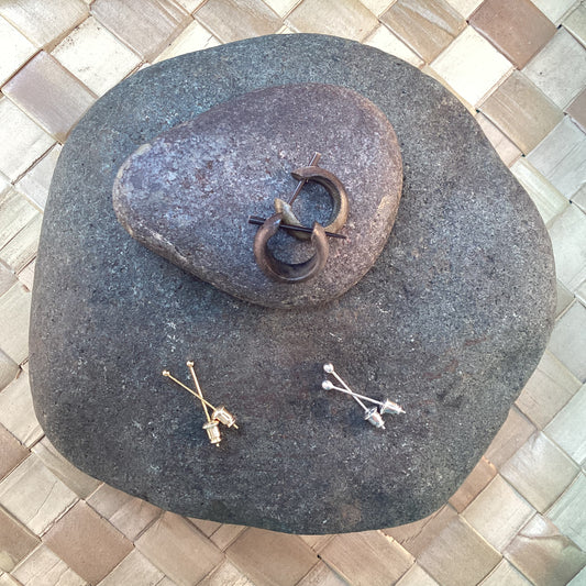 Grey Hoop earrings | Small hoop earrings, hibiscus wood.