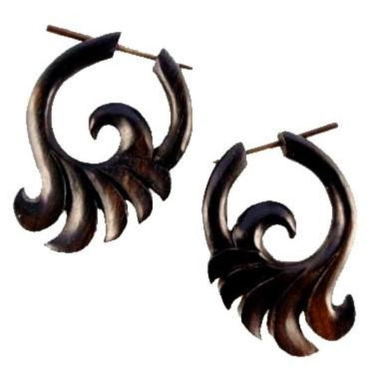 Post earrings Wooden Earrings | Wood Earrings :|: Ebony Wood earrings. Sold as Pair. | Fake Gauges