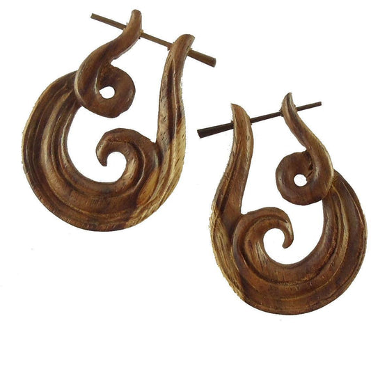 Hypoallergenic Wood Earrings | Spiral Jewelry :|: Revolve. Spiral Hoop Earrings. wood. | Wood Earrings