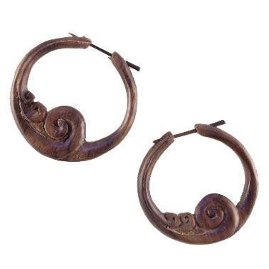 Large Wood Earrings | wooden hoop earrings