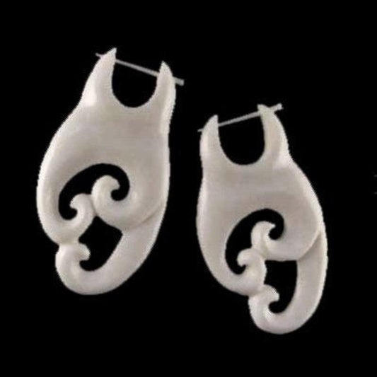 Long Tribal Earrings | bone-earrings-Happy Family. Tribal Earrings, Bone Jewelry.-er-39-b