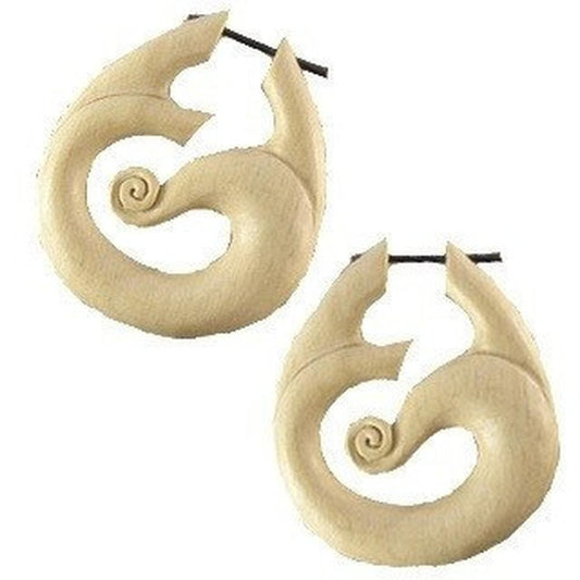 Hawaiian Large Hoop Earrings | Natural Jewelry :|: Tribal Wind. Silken Ivorywood. Wooden Earrings & Jewelry. Handmade. | Wooden Earrings