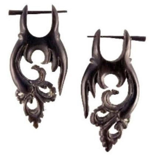 Black Horn Earrings | Horn Jewelry :|: Fairy Flutter. Handmade Earrings, Horn Jewelry. | Horn Earrings
