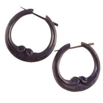 Brown Black Jewelry | Hoop Earrings :|: Ebony Wood Earrings.