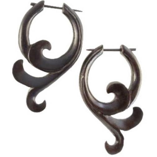 Lava  Natural Jewelry | Natural Jewelry :|: Sprout. Black Wood Earrings, 1 1/8 inch W x 1 3/4 inch L. | Wood Earrings