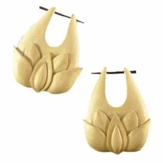 Large Wood Earrings | Golden Lotus Wood Earrings