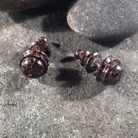 Flower Stud Earrings | Fake plugs, post earrings. Coconut wood