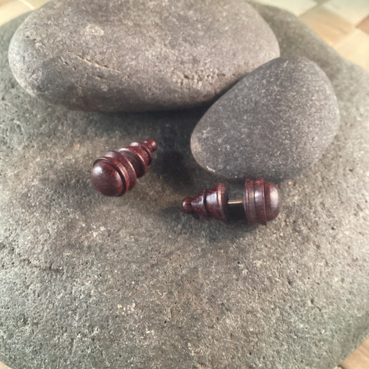 Ebony wood Stud Earrings | fake plugs