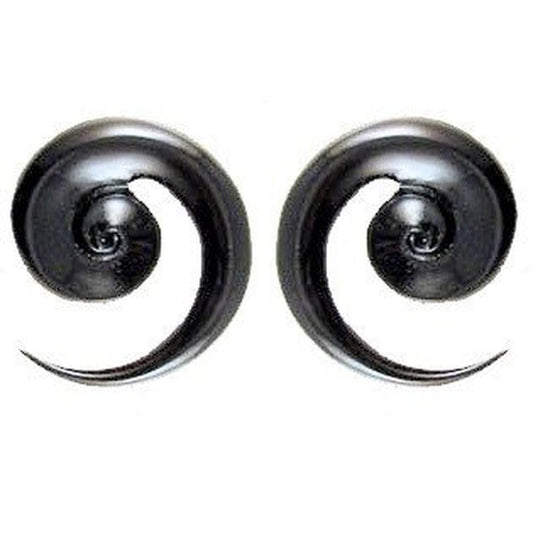 Buffalo horn 0 Gauge Earrings | 0 gauge earrings, black