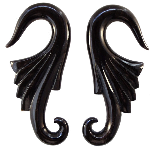 Buffalo horn Gauges | 0 gauge earrings, black.