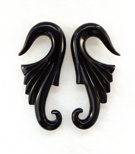 00g Gauged Earrings and Organic Jewelry | Organic Body Jewelry :|: Nouveau Wings. Horn 00g, Organic Body Jewelry. | Gauges