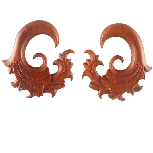 Stretcher earrings All Wood Earrings | Gauges :|: Fire. 00 gauge earrings, fruit wood. 1