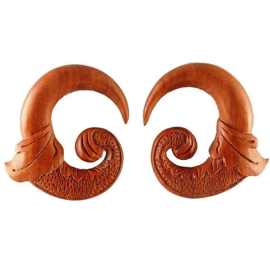 Spiral Gage Earrings | Organic Body Jewelry :|: Nectar Bird. Sapote Wood 00g, Organic Body Jewelry. | 00 Gauge Earrings