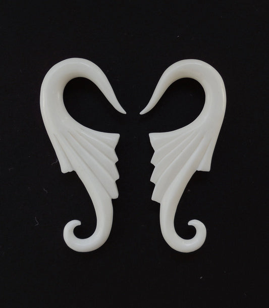 Metal free Gauges | Nuevo Wings, 12 gauge earrings. Organic Bone Body Jewelry