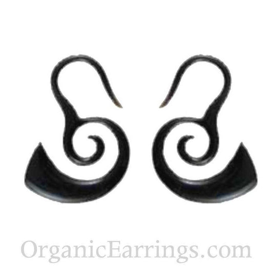Large Earrings for stretched ears | Gauge Earrings :|: Borneo Spirals, black. 1Body Jewelry