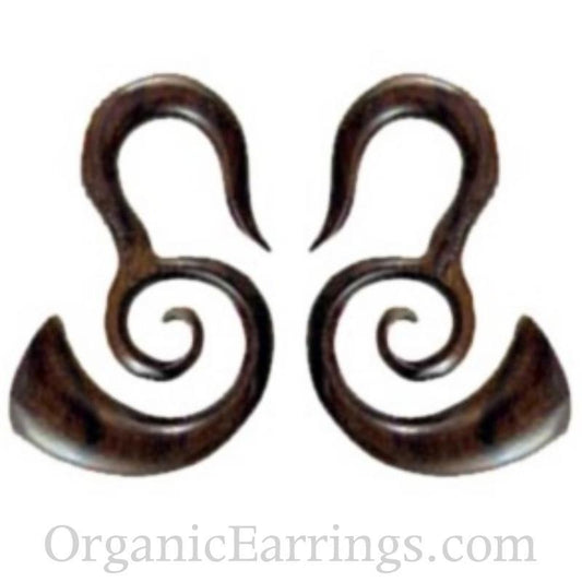 Carved 2 Gauge Earrings | 2 gauge earrings, wood.