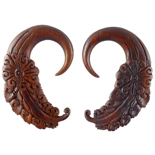 Carved Wood Body Jewelry | 2 gauge earrings.