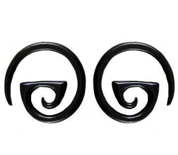 For stretched ears Wood Body Jewelry | 4 gauge large hoop spiral earrings, black.