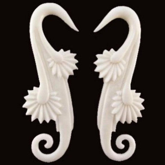 Stretcher earrings Bone Jewelry | body jewelry, white, carved, bone. organic.