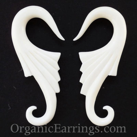 White Piercing Jewelry | 4 gauge hanger earrings, white, bone.