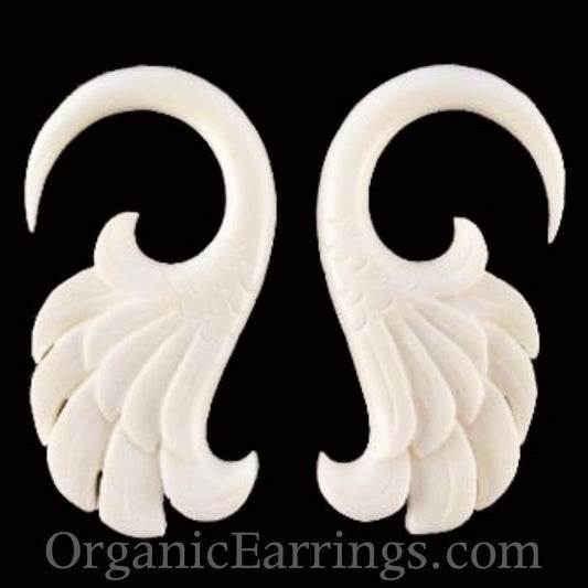 White Bone Jewelry | carved bone 4 gauge earrings.