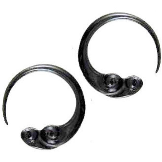 Buffalo horn 6 Gauge Earrings | large black hoop 6 gauge earrings.