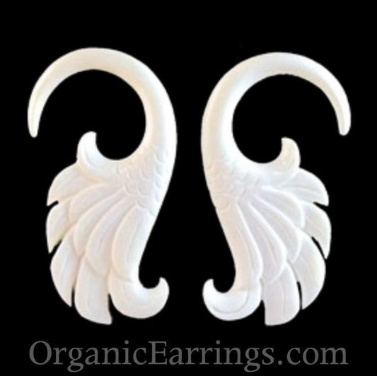 6 Gauge Earrings | body jewelry, earrings. custom. carved, white, bone.
