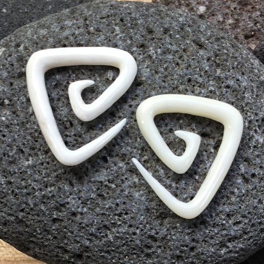 Spiral Bone Jewelry | 4 gauge triangle earrings.