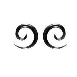 Spiral. Horn 8g gauge earrings.