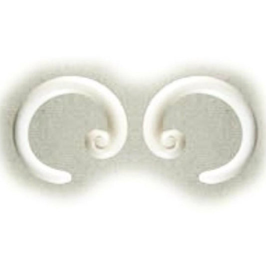 White Bone Jewelry | spiral hoop 8 gauge earrings. bone.