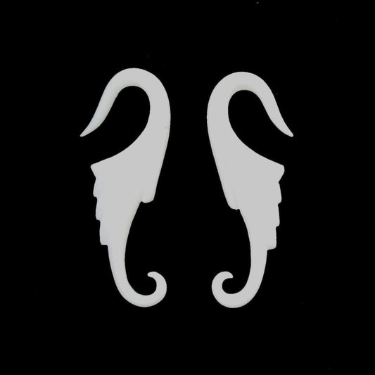 Buffalo bone Piercing Jewelry | white wings, 8 gauge earrings, bone.