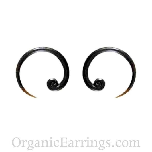 Carved Earrings for stretched lobes | Gauge Earrings :|: Talon Spiral. 8 gauge earrings, black horn. gauge earrings.