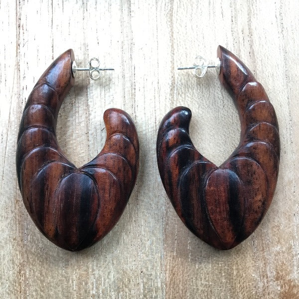 big wood hoop earrings.