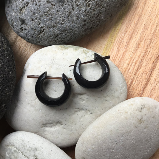 Buffalo horn Hoop Earrings | black hoop earrings