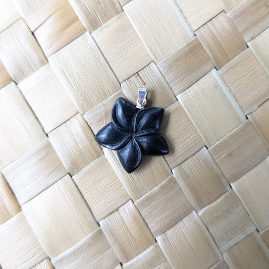 Metal Flower Necklace | black plumeria flower necklace