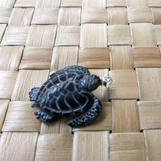 Ocean Inspired | black sea turtle necklace