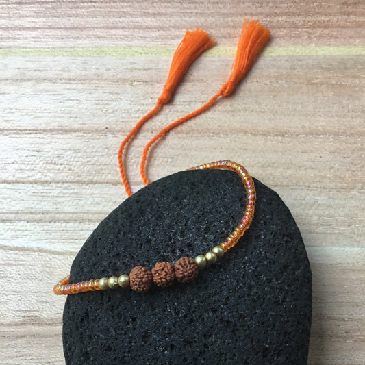 Orange Bead Bracelet | boho strand bracelet, stackable.