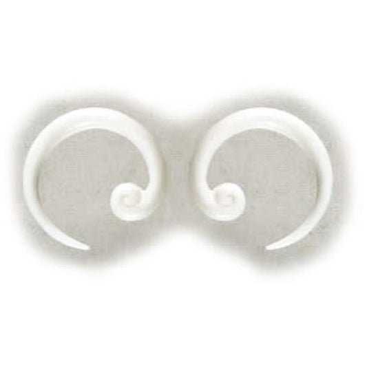 Metal free Gauge Hoop Earrings | Piercing Jewelry :|: Talon Spiral. Bone 6g gauge earrings.