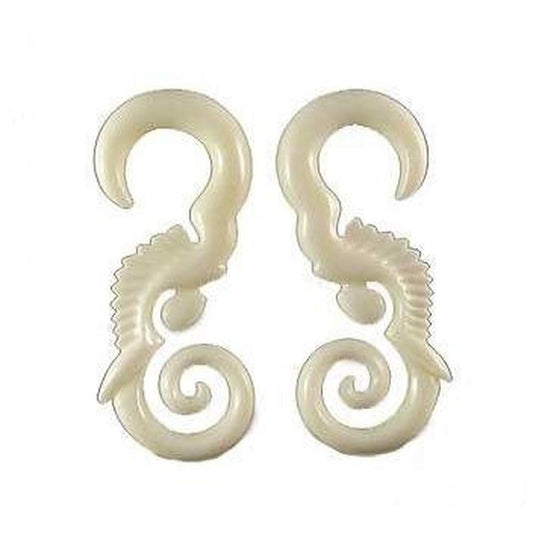 For stretched ears Hawaiian Island Jewelry | Gauges :|: White 2 gauge earrings.