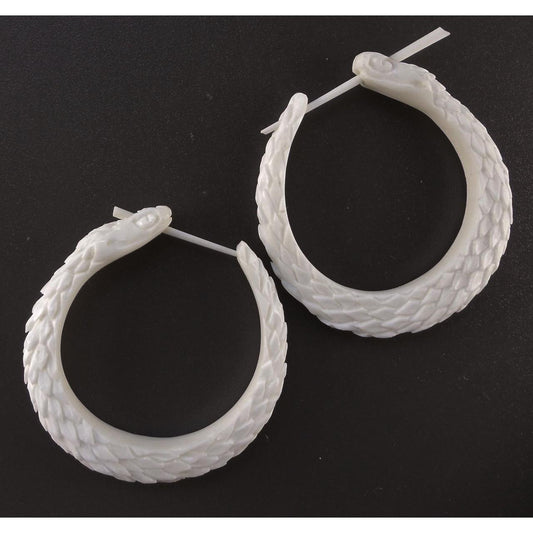 Large hoop Bone Earrings | Bone Jewelry :|: Infinity Snake. Handmade Earrings, Bone Jewelry. | Bone Earrings