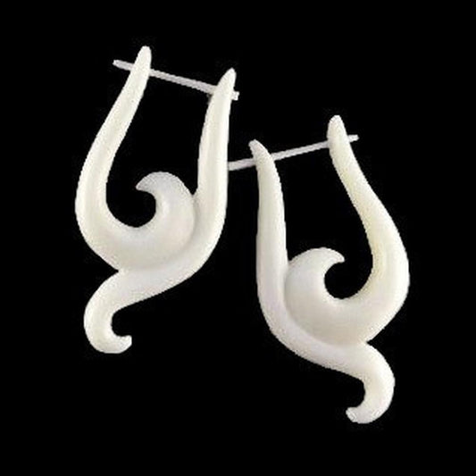 Post earrings Spiral Earrings | White Hoop Earrings | Boho Earrings