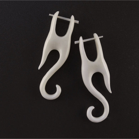 Stick Small Gauge Earrings | Bone Jewelry :|: Yogi. (offsize) Carved Earrings. Bone Jewelry. | Bone Earrings