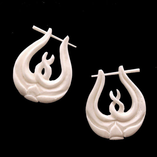 Carved White Hoop Earrings | Bone Jewelry :|: Entwined. Bone Hoop Earrings.