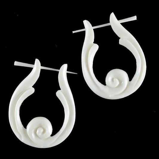 Long Hoop Earrings | Bone Jewelry :|: Cradle Wave. Bone Earrings.